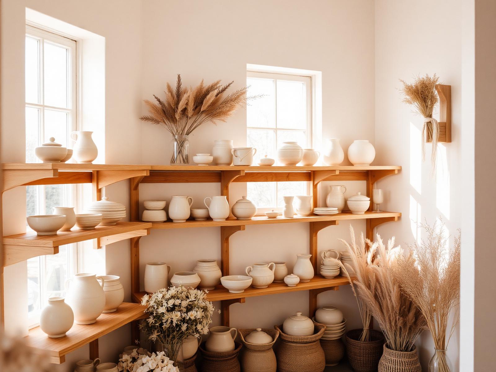 Warm sunlit artisan boutique interior